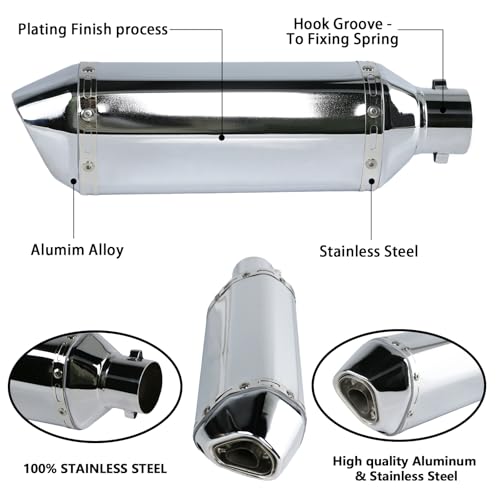PACEWALKER Motorcycle Slip On Muffler, 1.5-2", 38-51mm Inlet, Plating - size: Plating