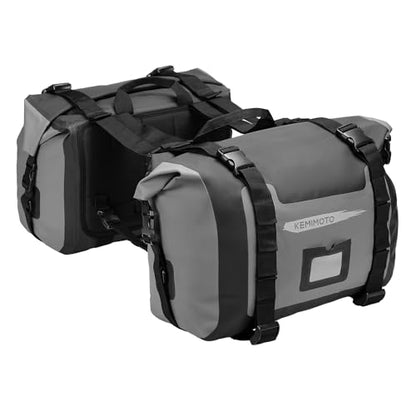 KEMIMOTO Waterproof Motorcycle Saddlebags 50L(25Lx2) Large Luggage Side Bag - color: Grey