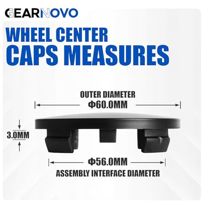 2.4Inch 60MM Wheel Center Caps, Pack of 4 (Gloss Black, Outer 60MM, Inner 56MM) - color: Matte Black, size: Outer 60MM , Inner 56MM