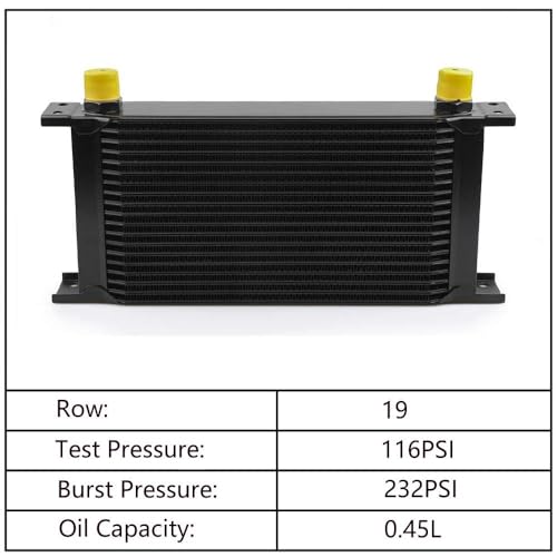 19 Row AN10-10AN Stacked Plate Oil Cooler With Mounting Bracket - color: Oil Cooler+Mounting Bracket, size: 19 Row-BK