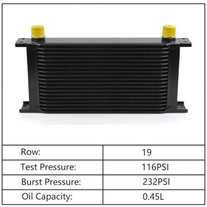 19 Row AN10-10AN Stacked Plate Oil Cooler With Mounting Bracket - color: Oil Cooler+Mounting Bracket, size: 19 Row-BK