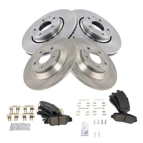 TRQ Front Rear Brake Pad and Rotor Set Ceramic Vented Solid Rotors - style: BKA14263