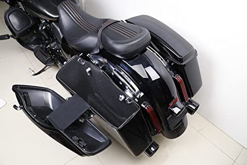 TCMT Hard Saddlebags Bag & Liners Carpet Insert W/Conversion Brackets Fit For Harley Softail 1984-2017 (except Softail Slim, Softail Deuce Models) - color: Black Conversion Brackets, size: Style C Vivid Black(Black Latches)