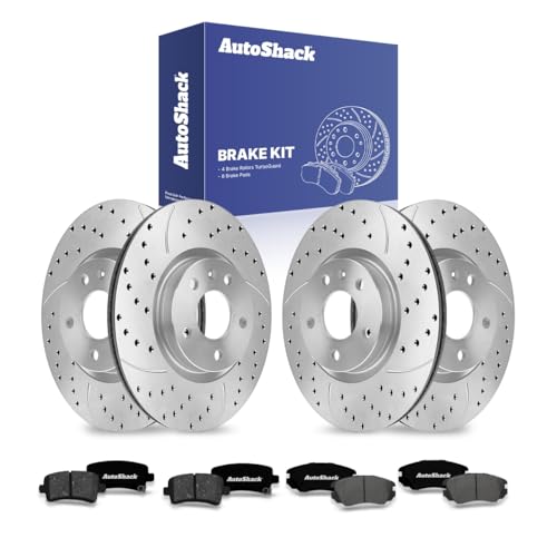 AutoShack Front & Rear Coated Rotors & Premium Pads for Chevy Malibu 2015 - style: TurborGuard & Premium Pad