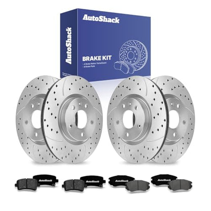 AutoShack Front & Rear Coated Rotors & Premium Pads for Chevy Malibu 2015 - style: TurborGuard & Premium Pad