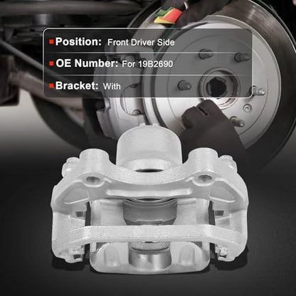 cciyu Front Left Disc Brake Caliper Assembly w/Bracket 19B2690 - size: Front Left[19B2690]