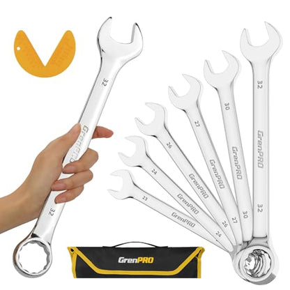 GRENPRO 7PC Metric Large Wrench Set, 23-32MM Combination Open End Wrenches - style: Metric Wrench Set Large