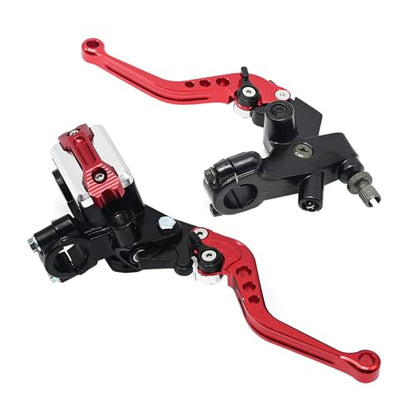 7/8'' 22mm Universal Motorcycle Brake Lever Clutch Master Cylinder Lever Set Reservoir for Harley Honda Kawasaki Suzuki Yamaha - color: Red