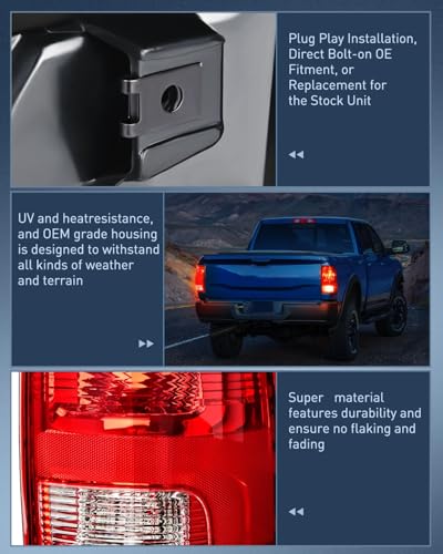 Nilight Headlight and Taillight Combo for 2009-2018 Dodge Ram - color: Chrome Housing + Clear Reflector w/Tailight