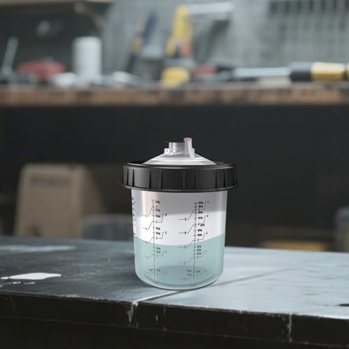 Disposable Paint Spray Gun Cup System for HVLP Paint Spray Paint Gun, Standard 13.5 Ounce (400ml) Kit with 50 Cups and Lids, 1 Hard Paint Mixing Cup with Retainer Ring and 20 Plugs. - color: Dis-400m1-50pcs