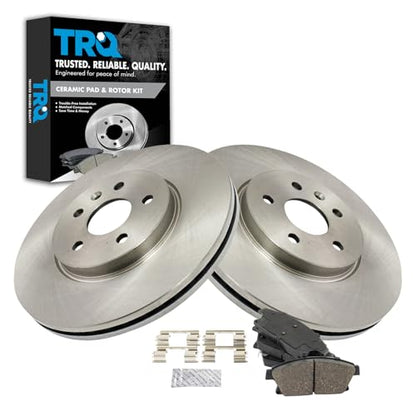 TRQ Front Ceramic Brake Pad and Rotor Set 11.81 in 5-Lug - style: BKA14218