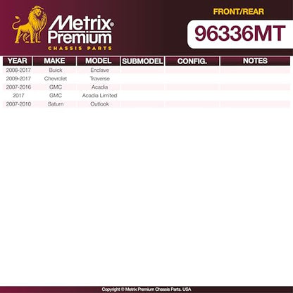 Metrix Premium Chassis Parts 325 & 331mm F/R Brake Rotor Kit Fits Buick - size: 96336MT