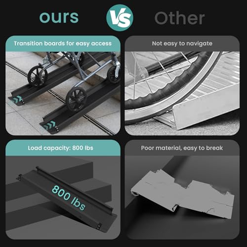 Wheelchair ramp 6FT, Lightweight, Retractable and Portable, can be Used for Wheelchair ramps, Comes with a Handbag-Black - size: 6FT