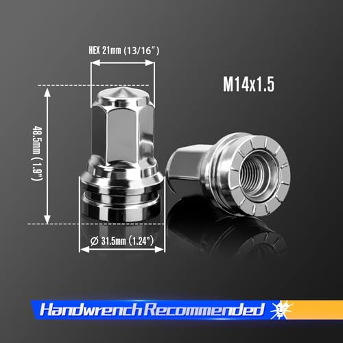 DYNOFIT 14mmx1.5 OEM/Stock Lug Nuts Compatible with 2017-2022 Ford F-250 & F-350, 32 Pack HEX21mm (13/16") One-Piece Design Factory Chrome Wheel Lug Nuts HCPZ-1012-B HCPZ-1012-A - color: Chrome, size: M14x1.5,1.9",Ford