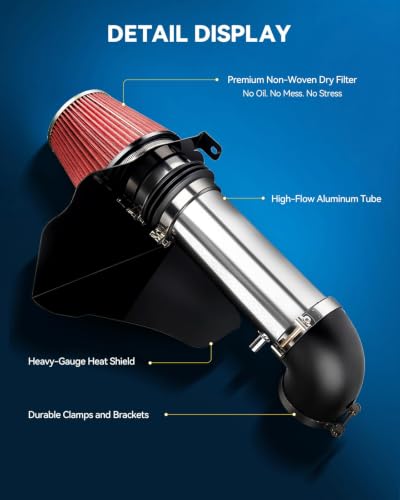 PHILTOP 4" Cold Air Intake Kit Fit for 2008-2010 Dodge Challenger - color: Red, size: 2005-2008 Magnum 5.7/6.1L