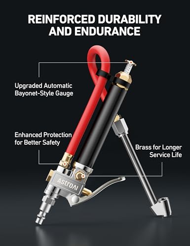 AstroAI T3 Tire Pressure Gauge with Inflator 10-120PSI, ANSI B40.1 Accuracy - size: Classic 10-120 psi