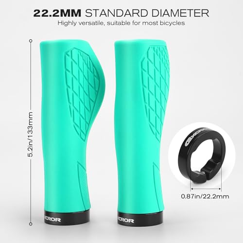 GXCROR Bike Grips,Ergonomic Bicycle Handlebars Grips Shock Absorbing Dual-Density Silicone,Universal 22.2mm Fit with 3D Non-Slip Pattern,Scooter Grips - color: Light Green