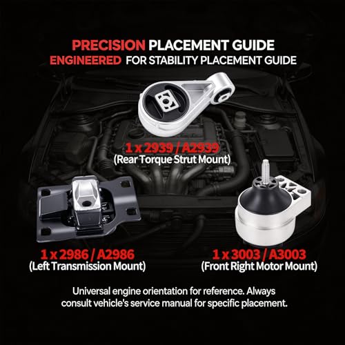 Engine Motor Mount Set 3PCS Fits Ford Focus 2.0L - size: 2000 - 2004 Focus 2.0L