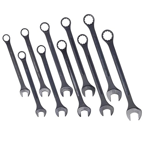 Jumbo Combination Wrench Set, 10-Piece Metric (34-50mm), Black Oxide, Pouch - Popular Metric Range, Shop Grade, Professional Mechanic Essential Set - color: 10-piece Metric (34-50mm), Black Oxide