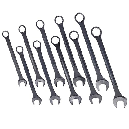Jumbo Combination Wrench Set, 10-Piece Metric (34-50mm), Black Oxide, Pouch - Popular Metric Range, Shop Grade, Professional Mechanic Essential Set - color: 10-piece Metric (34-50mm), Black Oxide