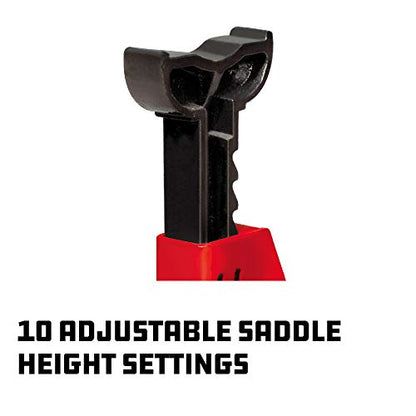 Powerbuilt 2 Ton Ratchet Jack Stand Pair, 4000 Pound 2-Piece Heavy Duty Steel Stands, Wide Angle Stability, Adjustable Height - Red 640399 - size: 2 Ton