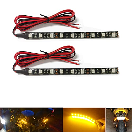 Universal DC 12V 2pc 5.9in Motorcycle LED Turn Signal Light Amber LED Strip Light Bar for Motorcycle Car Scooter ATV UTV Golf cart Front Rear Turning Indicator Lights Blinker Tail Light - size: 2x 9LED Amber Light Bar