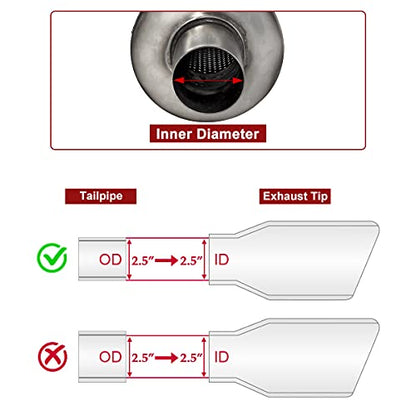 Upower 2.5" Inlet Universal Resonator, 6" x 14" Body 20" Whole Length Diesel Exhaust Muffler - Straight Through Stainless Steel TBM2616 Welded On Resonator Muffler