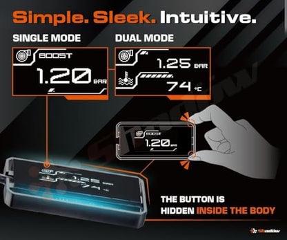 Shadow OBD2 Display D-Meter 2 Plus - Minimalist & Futuristic Multi-Functional Gauge with RGB Accent Light, Sleek Black Frame, DTC Scan & Clear, High-Tech Design for 12V/48V Cars