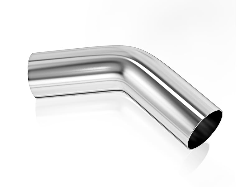 GASHER 1PCS 45 Degree Aluminum Alloy Tube Intercooler Pipe Air Intake Tube 2.5"OD, Leg Length 4" (100mm) - color: 45 degree, size: 2.5"OD (1 PC)