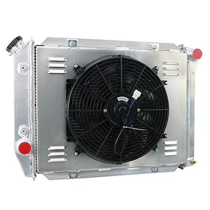 ALLOYWORKS 4 Row All Aluminum Radiator + Shroud Fan + Relay For 1967 1968 1969 Ford Thunderbird LTD Galaxie V8 GAS Engines AT MT