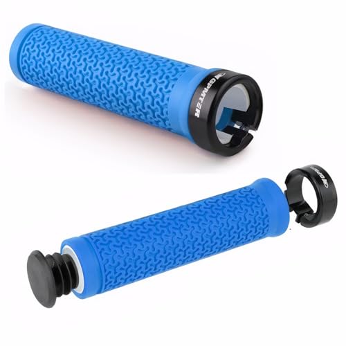 GPMTER Bike Handlebar Grips, Single Lock on Bicycle Handle Bar, for BMX, Mountain, MTB, Beach Cruiser, Scooter, Folding Bike, Soft Non-Slip-Rubber Hand Grip Comfortable Ergonomic - color: Blue