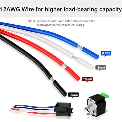 Gebildet 3pcs 12V Fuse Relay Switch 12 AWG Harness Set with Built-in Diode- 30A ATO/ATC Blade Fuse, 4-Pin SPST Automotive Electrical Relays - style: 12V-4pin(fuse)