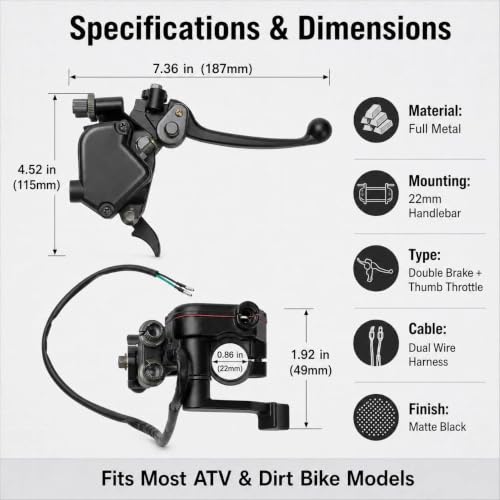 XIAOWEI LT80 Brake Lever Thumb Throttle Assembly for 1987-2006 Suzuki LT 80 Quadsport ATV Quad 57300-40B01