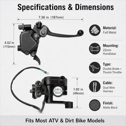 XIAOWEI LT80 Brake Lever Thumb Throttle Assembly for 1987-2006 Suzuki LT 80 Quadsport ATV Quad 57300-40B01