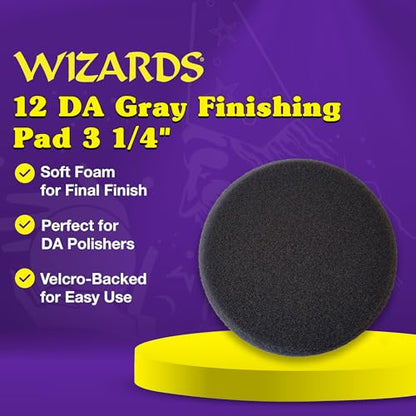 Wizards 12 DA Gray Wax and Finishing Pad - 12mm DA Polisher - 3 1/4" x 1" - color: 12 DA Gray Wax/Finishing Pad