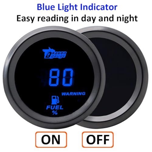 Car Fuel Level Gauge Auto Fuel Tank Level Gauge 2" 52mm Petrol Meter - color: Blue Light Fuel Level Gauge