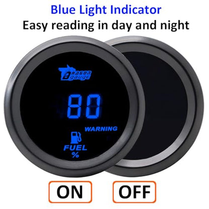 Car Fuel Level Gauge Auto Fuel Tank Level Gauge 2" 52mm Petrol Meter - color: Blue Light Fuel Level Gauge