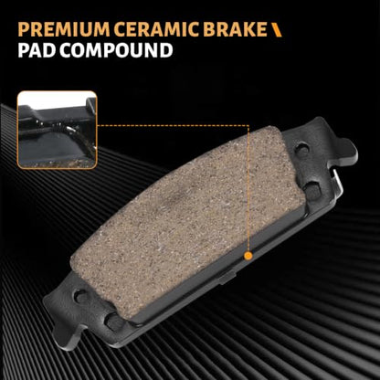 D1707 Rear Ceramic Brake Pads Kit Fit For Cadillac Escalade 2015-2020, For Chevrolet Silverado 1500 2014-2018, For Chevrolet Suburban/Tahoe 2015-2020, For GMC Sierra 1500 2014-2018 - size: HZ1707