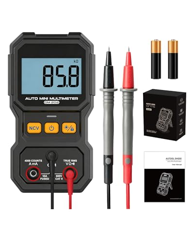 DM202 Mini Multimeter, 4000 Counts True RMS Auto-Ranging, NCV, Voltage/Current/Resistance/Continuity, Data Hold Backlight, Portable Pocket Meter for Auto Home Electrical Test - size: DM202