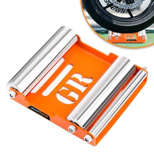 Grand Pitstop Motorcycle Wheel Cleaning Stand - Paddock Stand Replacement - Wheel Roller Stand for tire Cleaning & Chain Lubrication - GRoller Medium (Bikes < 485 lb & Tyre Width <180 mm) - color: Orange