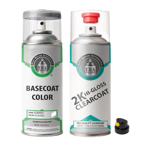 ERA Paints - G1U/GE2 - Ice Silver Metallic for SUBARU Exact OEM Color Match Automotive Touch Up Paint for Cars - Spray Paint with Premium Spray Nozzle - 2K Essential Kit - Made in USA - style: Spray - 2K Essential Kit