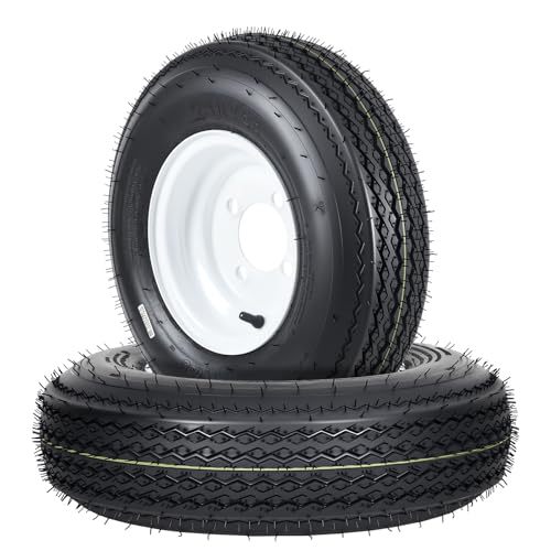 Reliable All-Weather Trailer Tires & Wheels Set - 4.80-8, Load Range C, 6PR, 4 Lug White Modular Rims - Utility, Boat, Camper Trailers - PCD 101.6 * 4, Center Bore 72mm, ET=0 - size: 4.80-8 4 lug