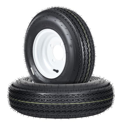 Reliable All-Weather Trailer Tires & Wheels Set - 4.80-8, Load Range C, 6PR, 4 Lug White Modular Rims - Utility, Boat, Camper Trailers - PCD 101.6 * 4, Center Bore 72mm, ET=0 - size: 4.80-8 4 lug