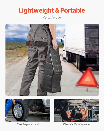 VEVOR 1Piece Vehicle Ramp 20000 lbs/9 Ton Capacity Car Service Ramp, Effortlessly Lift 5.5" High, Durable Nonslip & Portable, for Routine Tire Replacement Repairs, Work with Tandem Wheel Vehicles