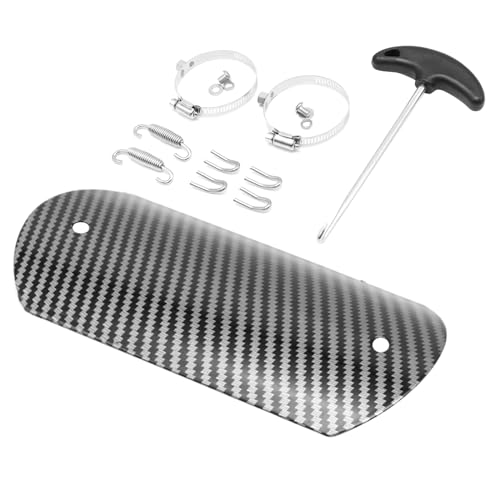 Exhaust Heat Shield Muffler Pipe Heat Cover Protector Guard Imitation Carbon Fiber Stainless Steel for Motorcycle Moped Pit Dirt Bike ATV Scooter (H) - size: H