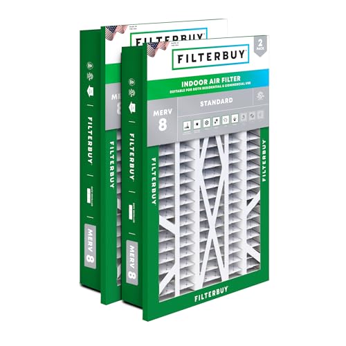 Filterbuy 16x25x5 Air Filter MERV 8 Dust & Allergy Defense (2-Pack) - style: 16x25x5 (Actual: 14.38 x 23.38 x 3.69)