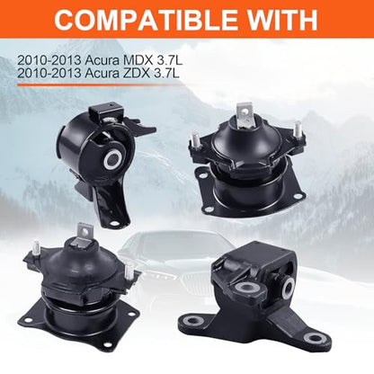 Engine Motor Mount Set & Trans Mount Compatible with Acura MDX/ZDX 2010-2013 V6 3.7L 4PCS, Replacement for A4526HY A65016 A65097HY A65094 - size: MDX/ZDX 10-13 3.7L