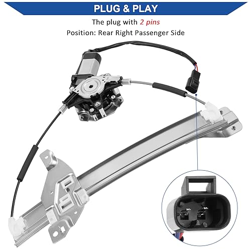 Obaee 748-511 Rear Right Passenger Side Power Window Regulator and Motor Assembly Compatible with Chevrolet Impala 2006-2013, Chevrolet Impala Limited 2014-2016, Replace OE 110338752, 20927600 - size: Rear Right Passenger Side