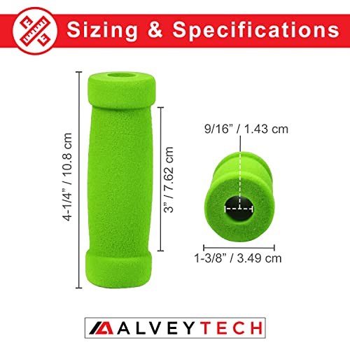 AlveyTech Handlebar Foam Grip Set - Replacement Hand Grips for Razor, Radio Flyer, Kids Kick Scooter, ATV, E-Bicycle, Electric Folding Scooters, Mountain Mini Bike Parts, fits Any 9/16" Bore Handle - color: Green