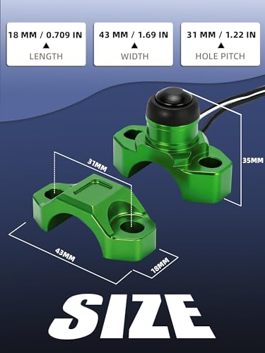 JFG RACING Dirt Bike Universal Engine Stop Start Kill Switch with Backplate - color: Green, size: Medium